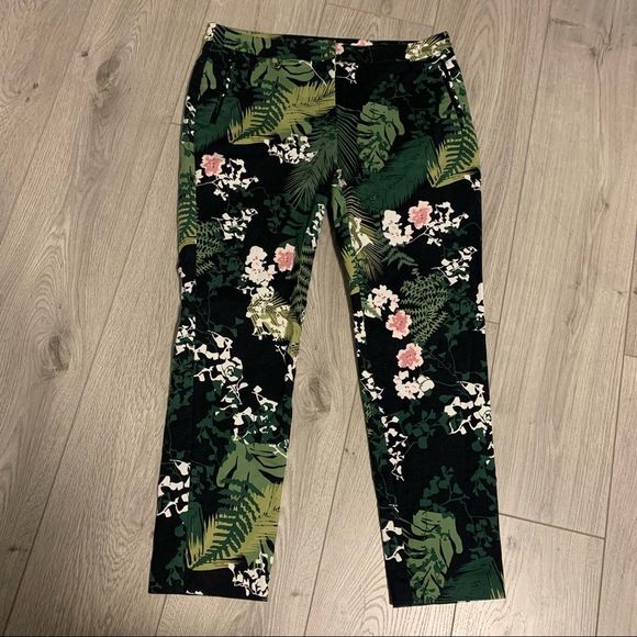 Adrianna Papell | Green Floral Pants size US 8 - Picture 2 of 6
